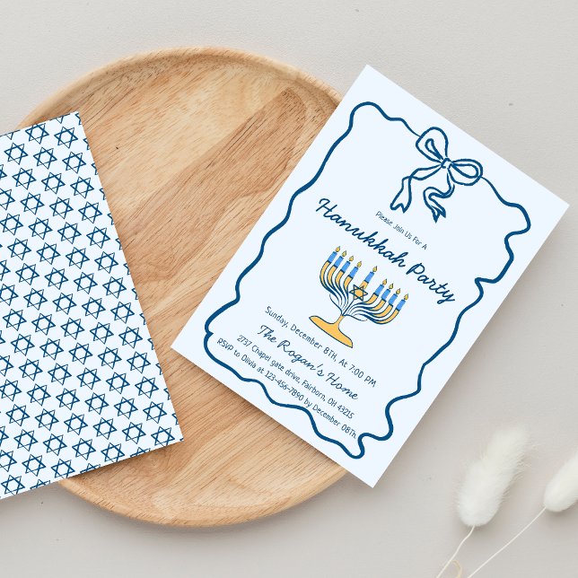 Convite Whimsical Hand Drawn Hanukkah Holiday Party   (Criador carregado)