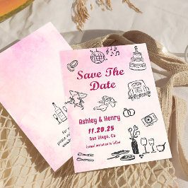 Convite Whimsical Hand Drawn Quirky Wedky Salvar A Data