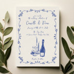 Convite Whimsical Hand Lettered Illustrated Dinner Wedding<br><div class="desc">Whimsical Hand Lettered Illustrated Dinner Wedding Invitation</div>