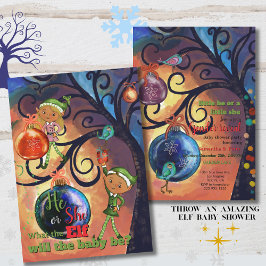 Convite Whimsical He or She Elf & Bird Gender Invitation