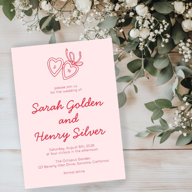 Convite Whimsical Heart Locket Doodle Sketch Modern CUSTOM (Whimsical Heart Locket Doodle Sketch Modern CUSTOM Invitation
)