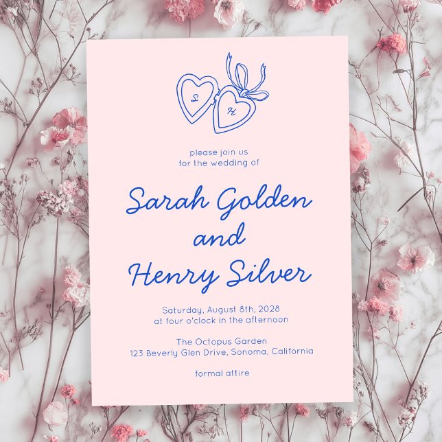 Convite Whimsical Heart Locket Doodle Sketch Modern CUSTOM (Whimsical Heart Locket Doodle Sketch Modern CUSTOM Invitation
)