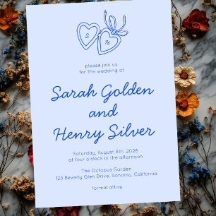 Convite Whimsical Heart Locket Doodle Sketch Modern CUSTOM