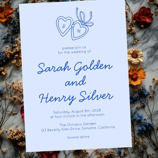 Convite Whimsical Heart Locket Doodle Sketch Modern CUSTOM (Whimsical Heart Locket Doodle Sketch Modern CUSTOM Invitation
)