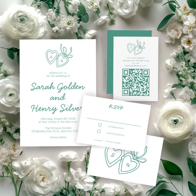 Convite Whimsical Heart Locket Doodle Sketch Modern CUSTOM (Whimsical Heart Locket Doodle Sketch Modern CUSTOM Invitation
)