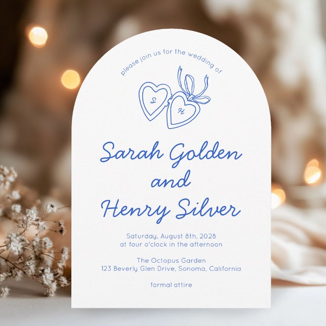 Convite Whimsical Heart Locket Doodle Sketch Modern CUSTOM (Whimsical Heart Locket Doodle Sketch Modern CUSTOM Arch Invitation
)