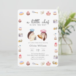 Convite Whimsical Hedgehog Little Chef Baker Baby Shower