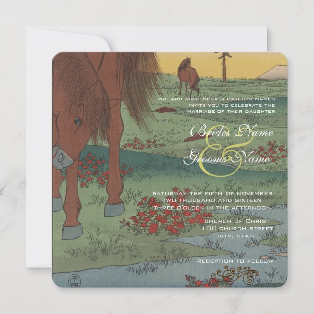 Convite Whimsical Horse Wedding Invitation (Frente)