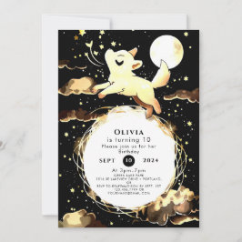 Convite Whimsical Howling Wolf Birthday