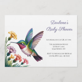 Convite Whimsical Hummingbird Floral Baby Shower