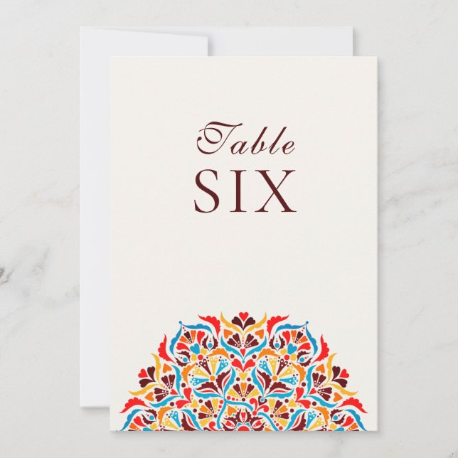 Convite Whimsical Ivory Floral Border Wedding Table Number (Frente)