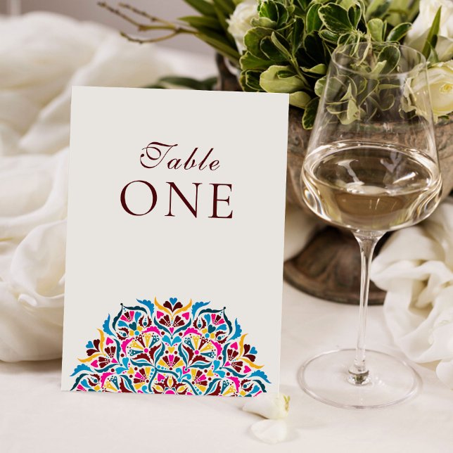 Convite Whimsical Ivory Floral Border Wedding Table Number (Criador carregado)