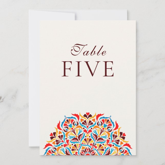 Convite Whimsical Ivory Floral Border Wedding Table Number (Frente)