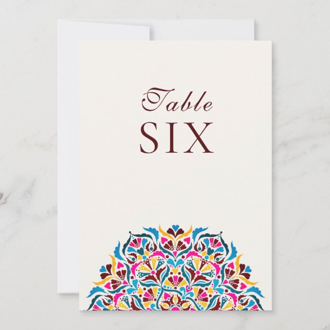 Convite Whimsical Ivory Floral Border Wedding Table Number (Frente)