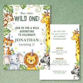 Convite Whimsical Jungle Safari Animal Birthday Invitation