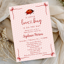 Convite Whimsical Ladybug Little Love Bug Girl Baby Shower