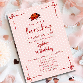 Convite Whimsical Ladybug Love Bug Girl 1st Birthday