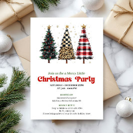 Convite Whimsical leopard and gold Christmas tree invite