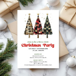 Convite Whimsical leopard and plaid Christmas tree invite