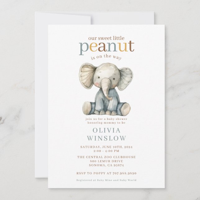 Convite Whimsical Little Elephant Baby Shower (Frente)
