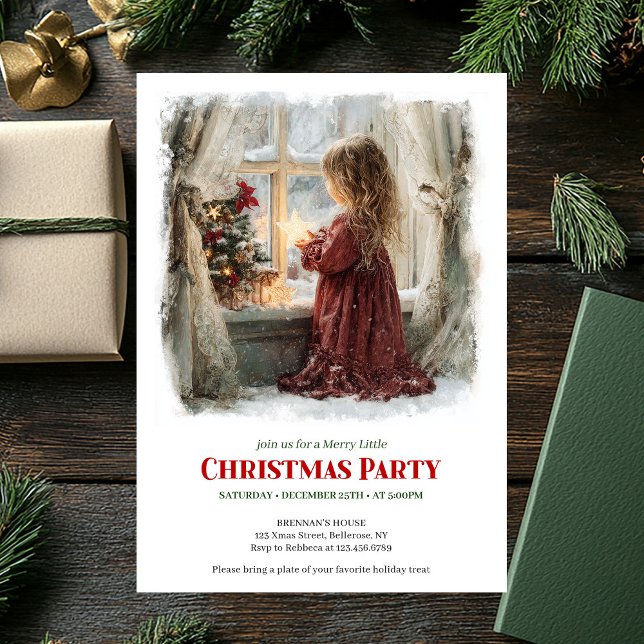 Convite Whimsical little girl holding shining star digital (Whimsical little girl holding shining star digital invitation

)