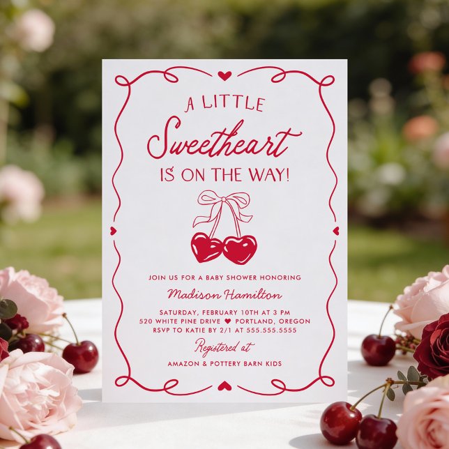 Convite Whimsical Little Sweetheart Valentines Baby Shower (Criador carregado)