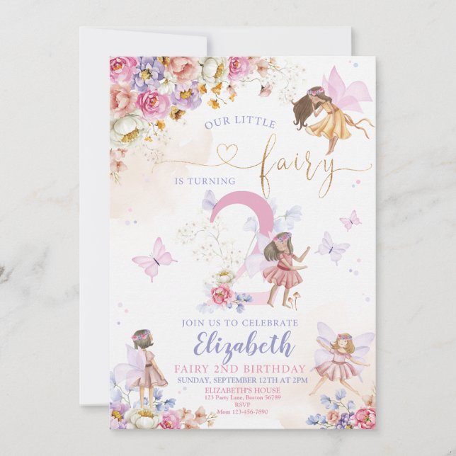 Convite Whimsical Magical Floral Birthday (Frente)