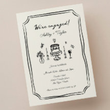 Whimsical Mand Drawn Festa de noivado Quirky