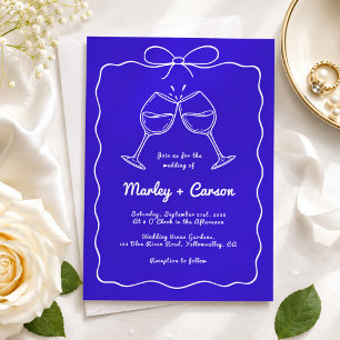 Convite Whimsical Mand - Letra Elegante Real Casamento Azu