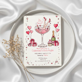 Convite Whimsical Martini Galentine's Invitation