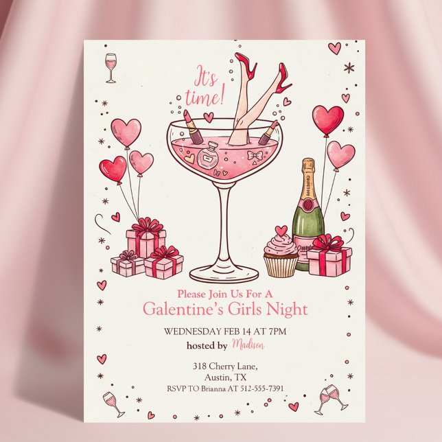 Convite Whimsical Martini Galentine's Invitation (Whimsical Party Invitation)