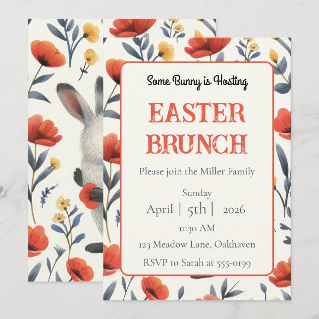 Convite Whimsical Meadow Personalized Easter Brunch (Frente/Verso)