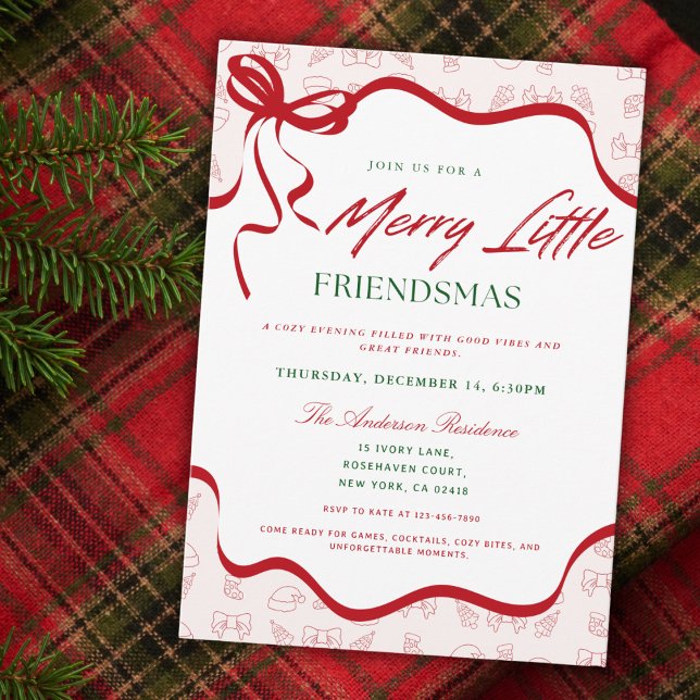 Convite Whimsical Merry Little  Friendsmas Christmas Party (Criador carregado)