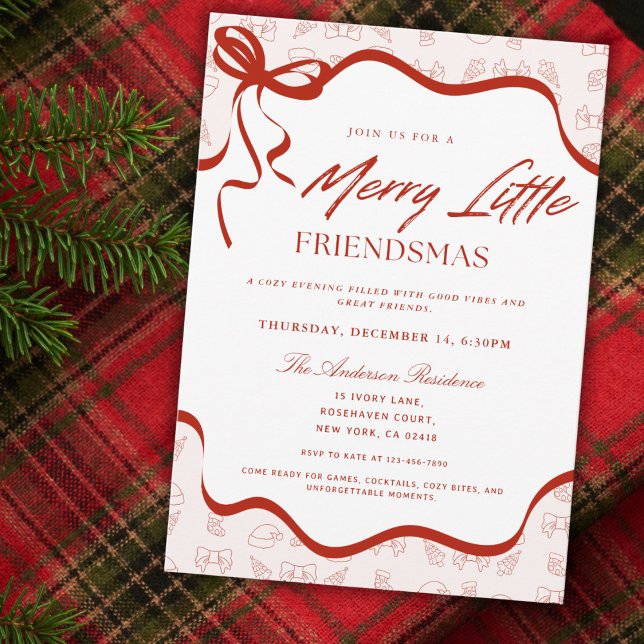 Convite Whimsical Merry Little Friendsmas Christmas Party (Criador carregado)