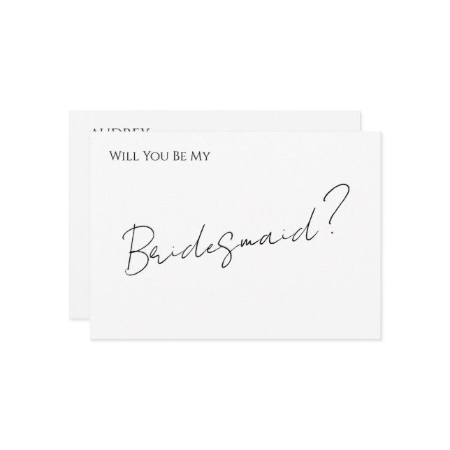 Convite Whimsical Minimal Script Bridesmaid Proposal Card (Frente/Verso In Situ)
