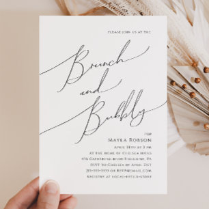 Convite Whimsical Minimalist Script Brunch e Bubble