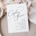 Convite Whimsical Minimalist Script Couples Shower<br><div class="desc">This whimsical minimalist script couples shower invitation is perfect for your classic simple black and white minimal modern boho couples shower. The design features elegant, delicate, and romantic handwritten calligraphy lettering with formal shabby chic typography. The look will go well with any wedding season: spring, summer, fall, or winter! The...</div>