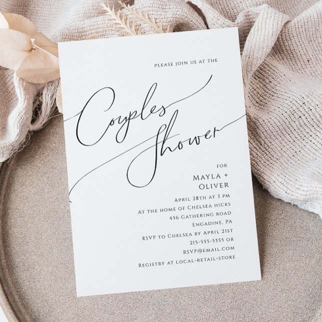 Convite Whimsical Minimalist Script Couples Shower (Criador carregado)