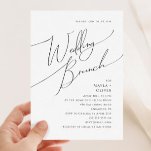Convite Whimsical Minimalist Script Wedch