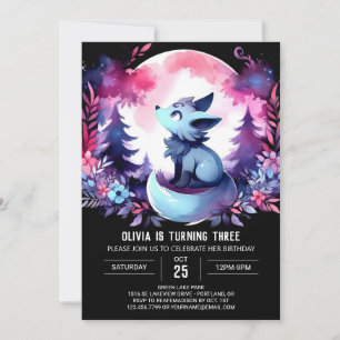 Convite Whimsical Modern Wolf Birthday
