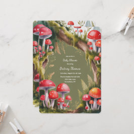 Convite Whimsical Mushroom Baby Shower 