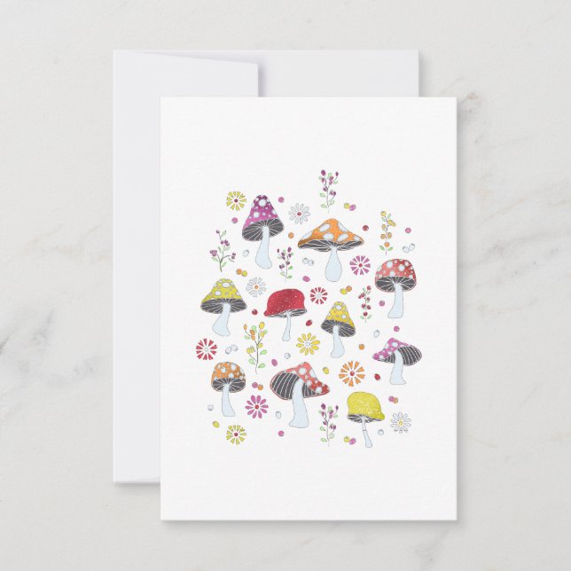 Convite Whimsical Mushrooms (Frente)