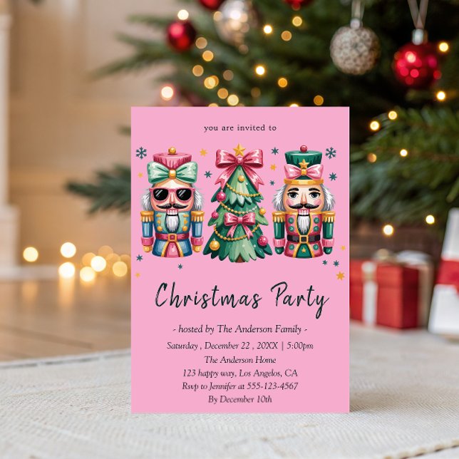Convite Whimsical Nutcracker& Christmas Tree Holiday Party (Criador carregado)