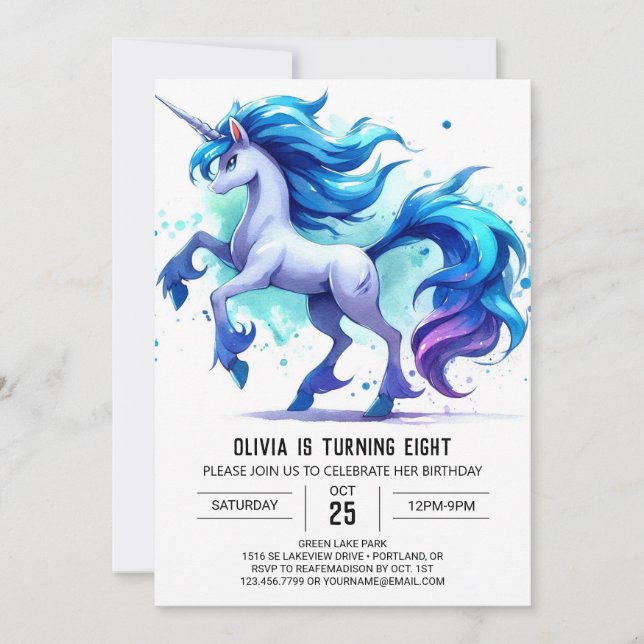 Convite Whimsical Online Horse Aniversário (Frente)