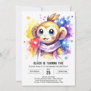 Convite Whimsical Online Monkey Aniversário