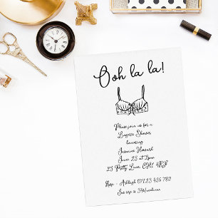 Convite Whimsical Ooh La Mão Desenhou Chá de Lingerie Bra