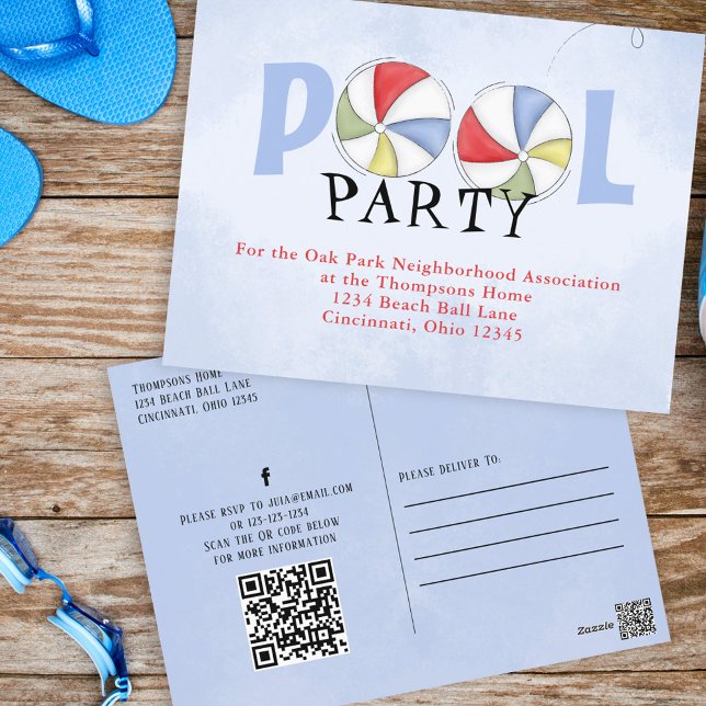 Convite Whimsical para piscina Party Summer Waterc (Pool party Custom invitation)
