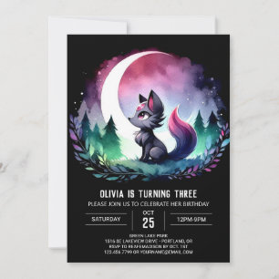 Convite Whimsical Pastel Wolf Birthday