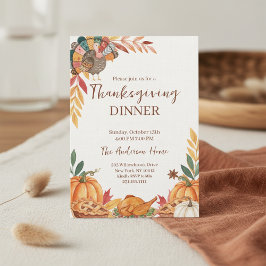 Convite Whimsical Patchwork Turkey Thanksgiving