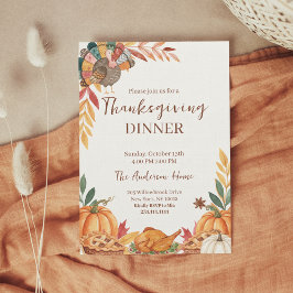 Convite Whimsical Patchwork Turkey Thanksgiving